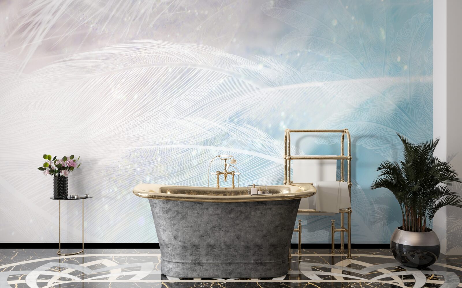 Papier peint plumes dans l'abstrait