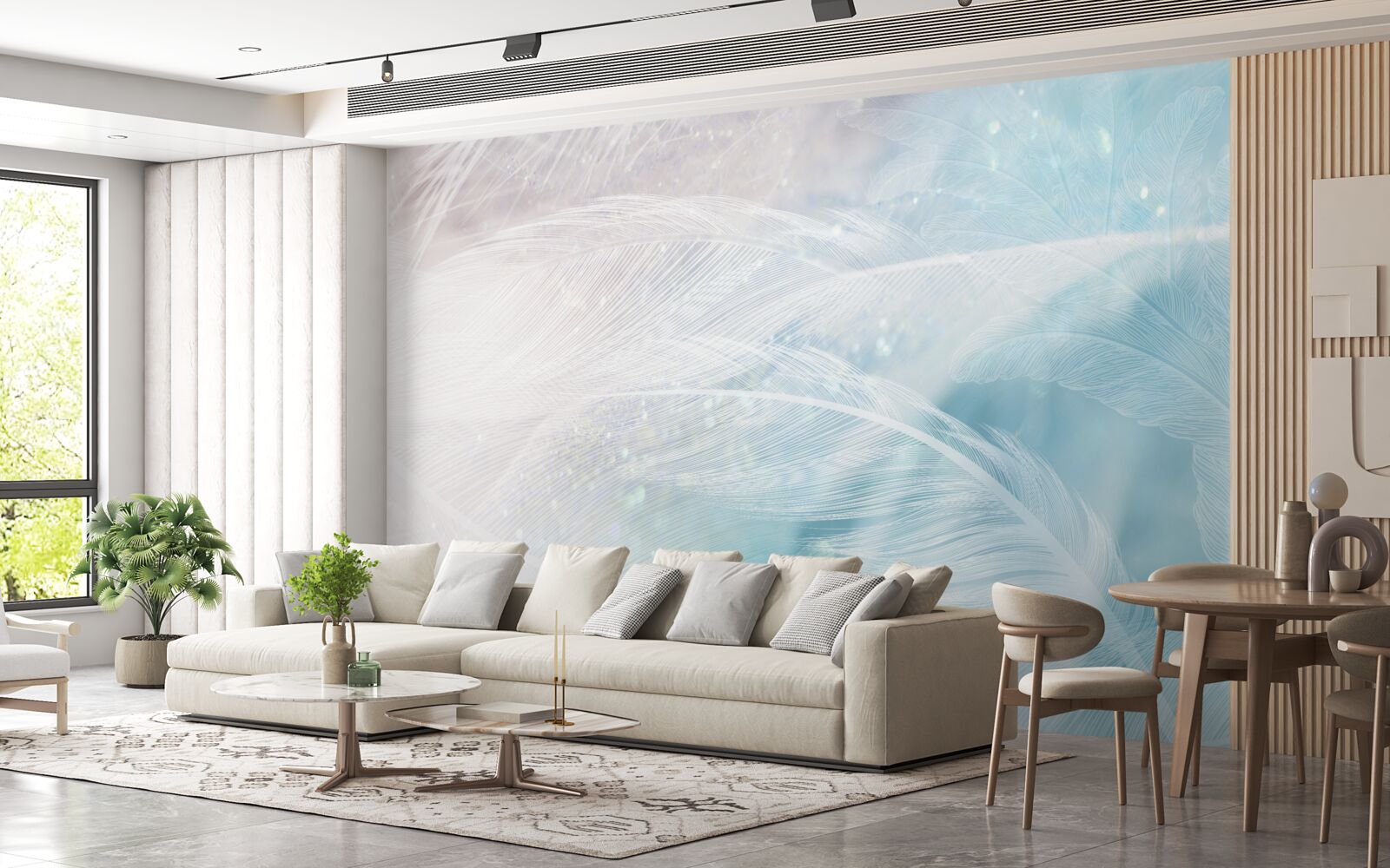 Papier peint plumes dans l'abstrait