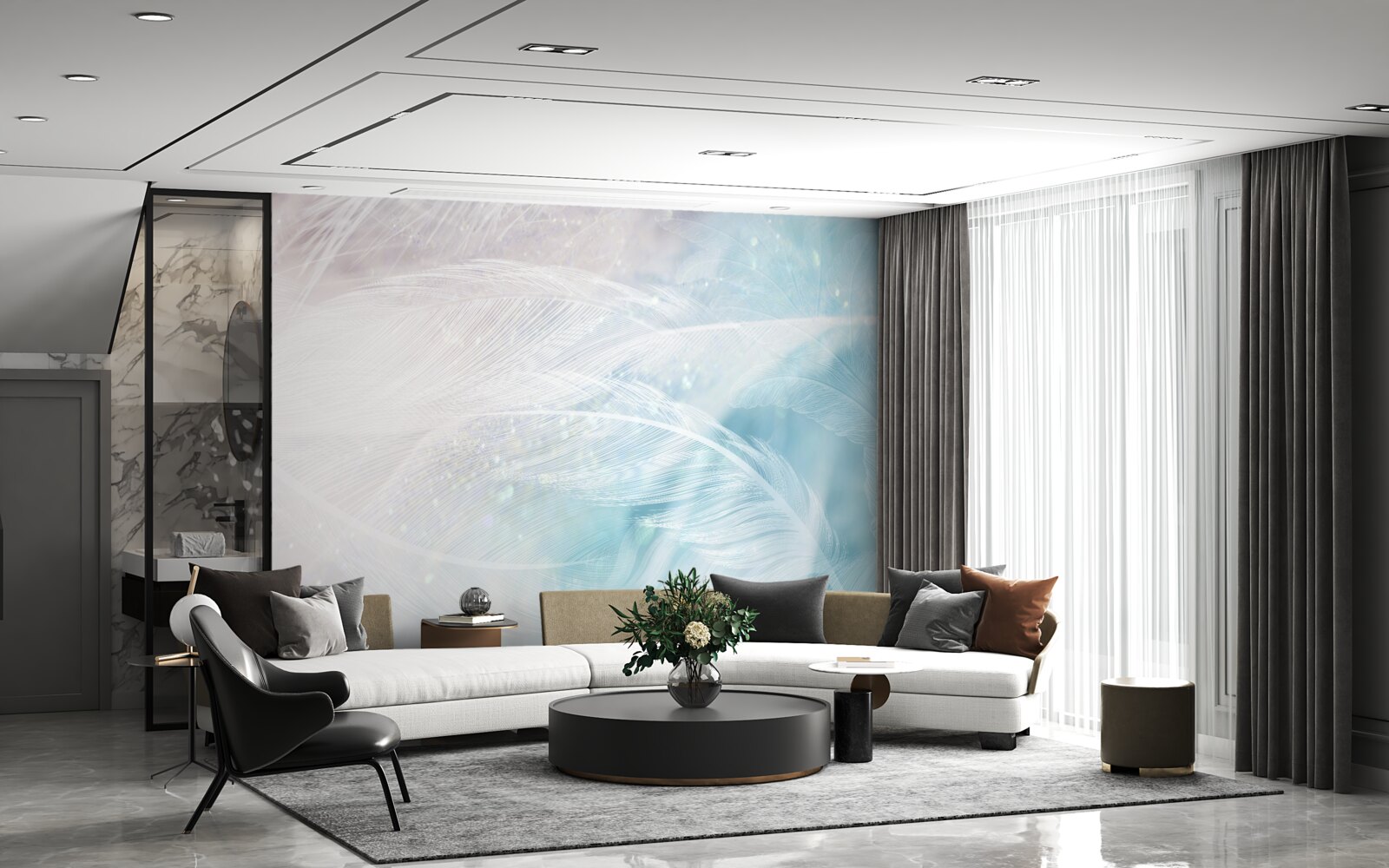 Papier peint plumes dans l'abstrait