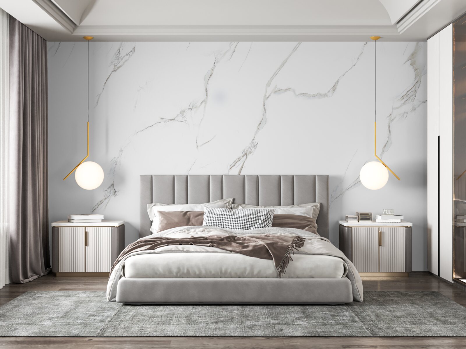 Papier peint marbre blanc