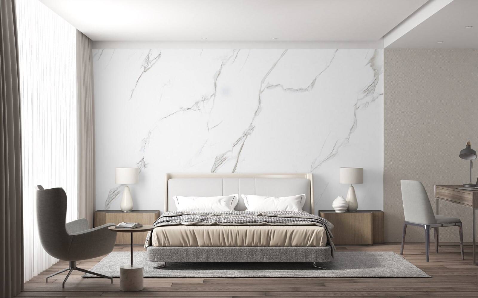 Papier peint marbre blanc