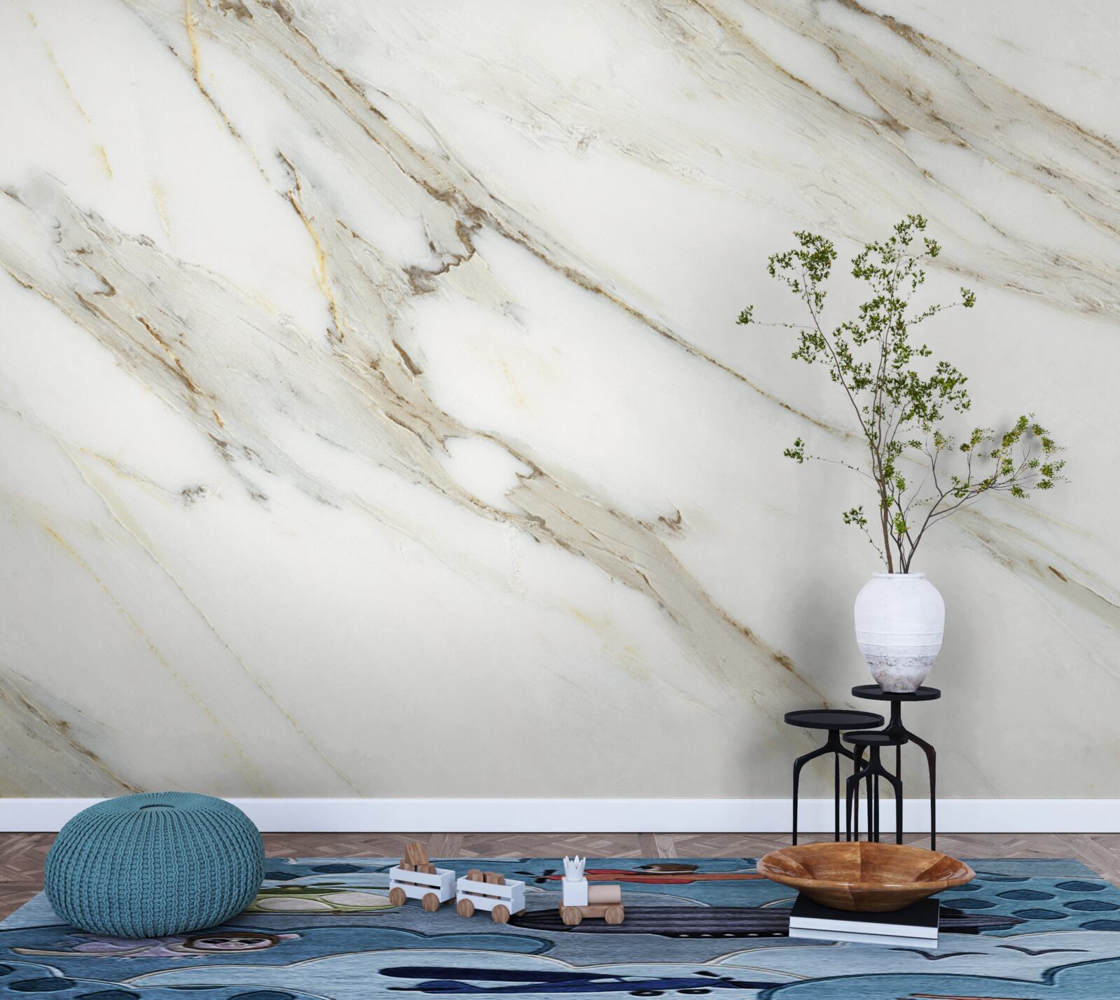 Papier peint or et argent avec marbre