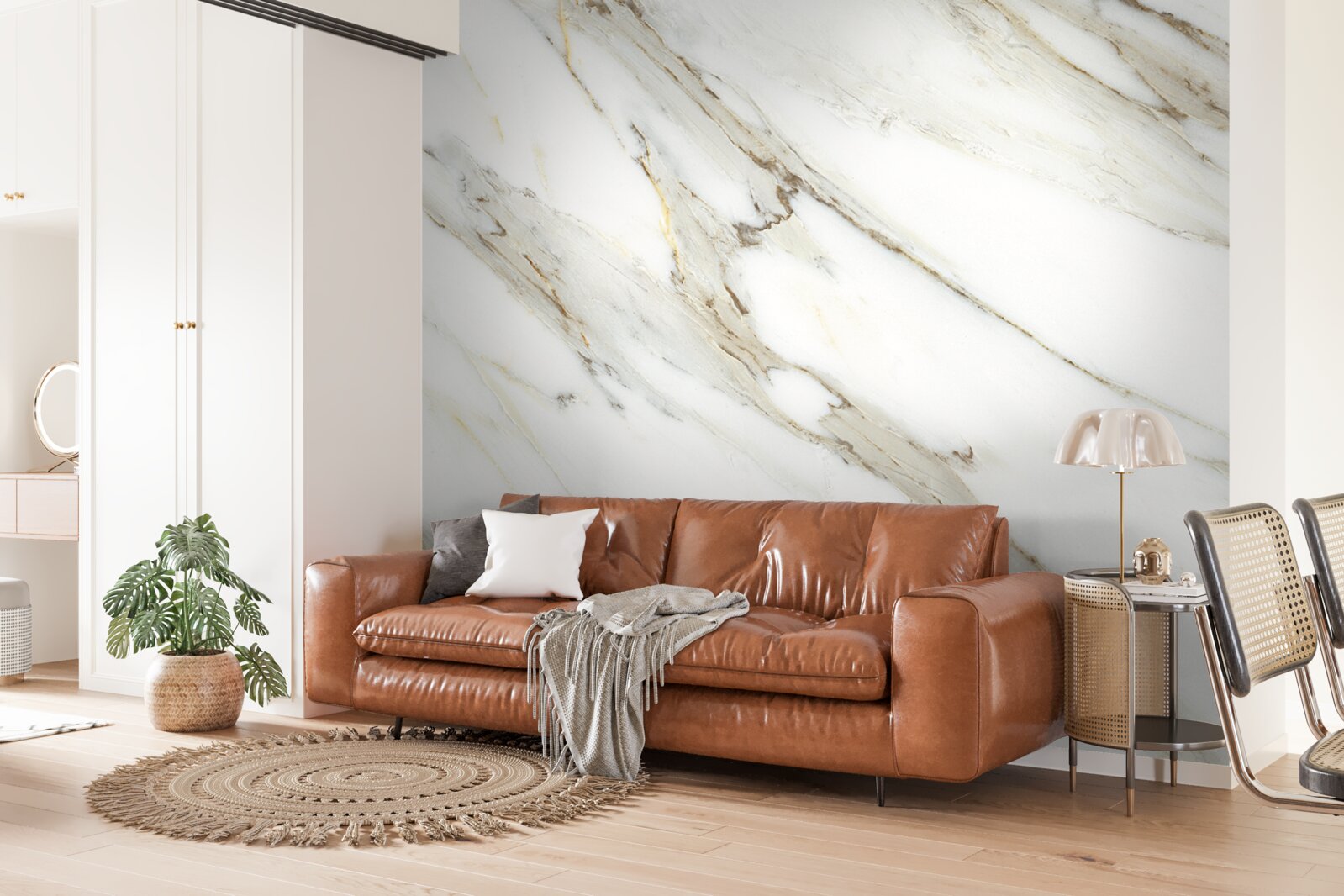 Papier peint or et argent avec marbre