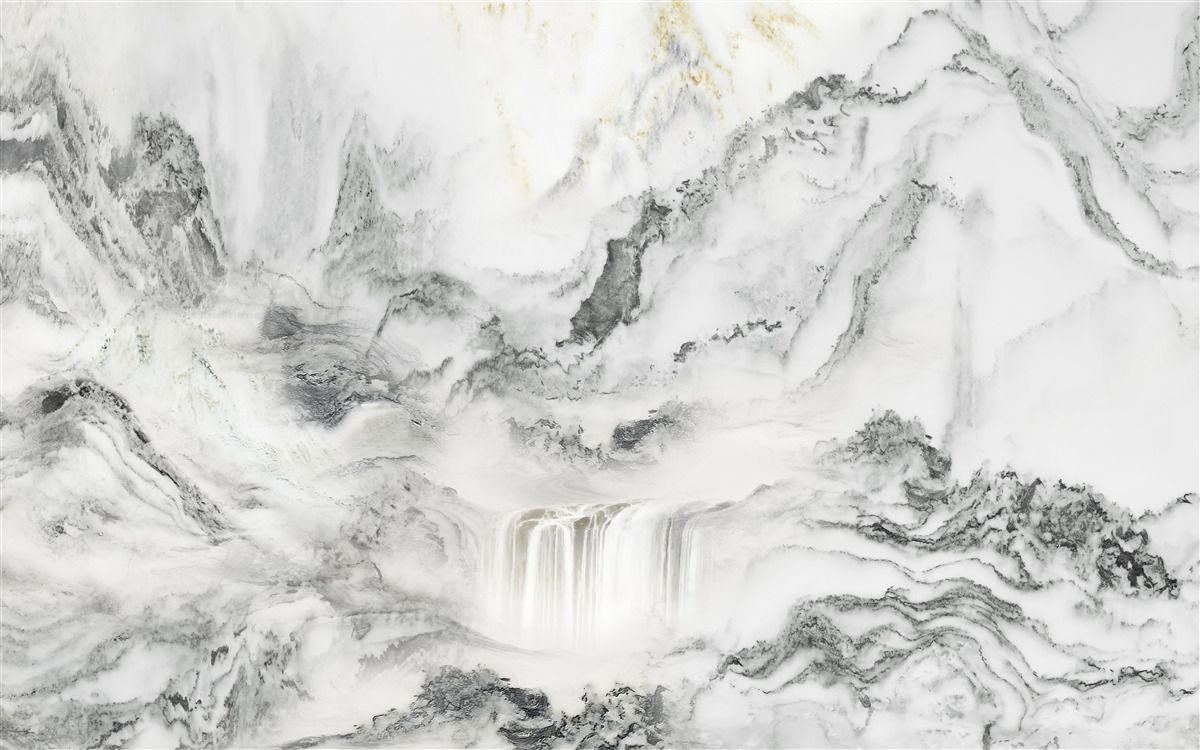 Papier peint texture de marbre avec vue sur les montagnes