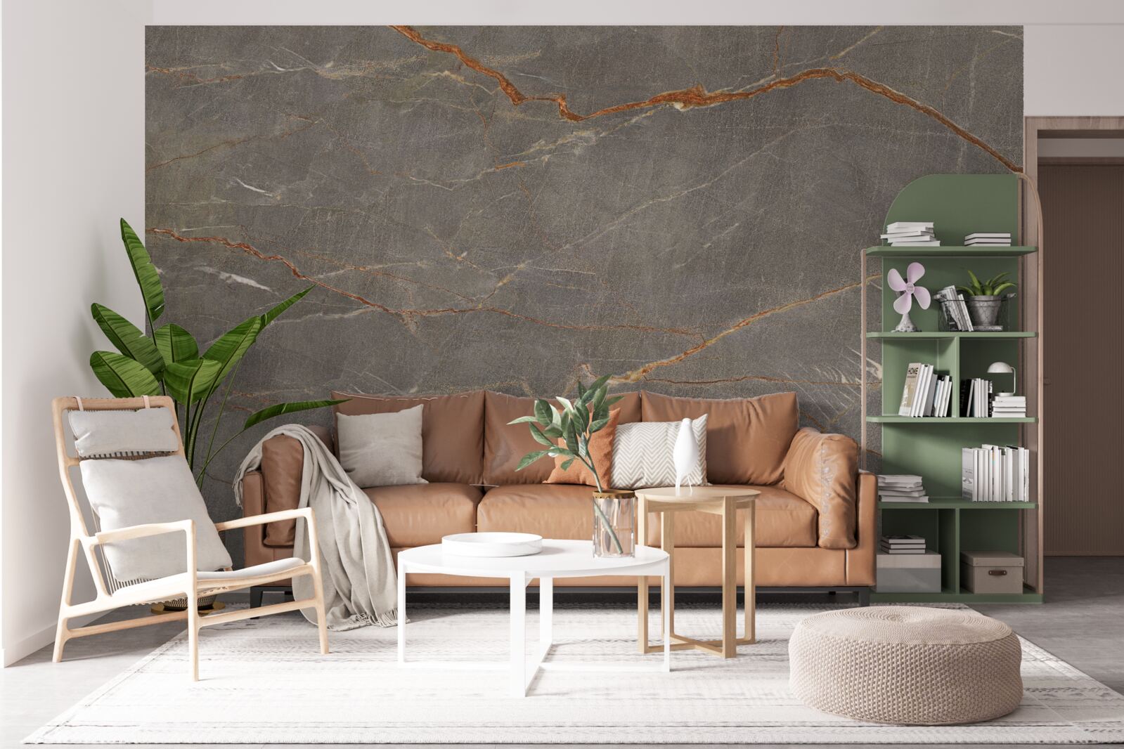 Papier peint marbre brun avec teinte dorée