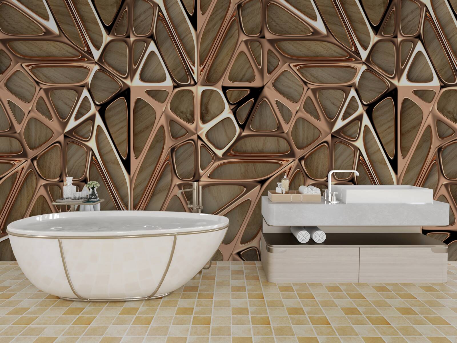 Papier peint textures de bois et de métal