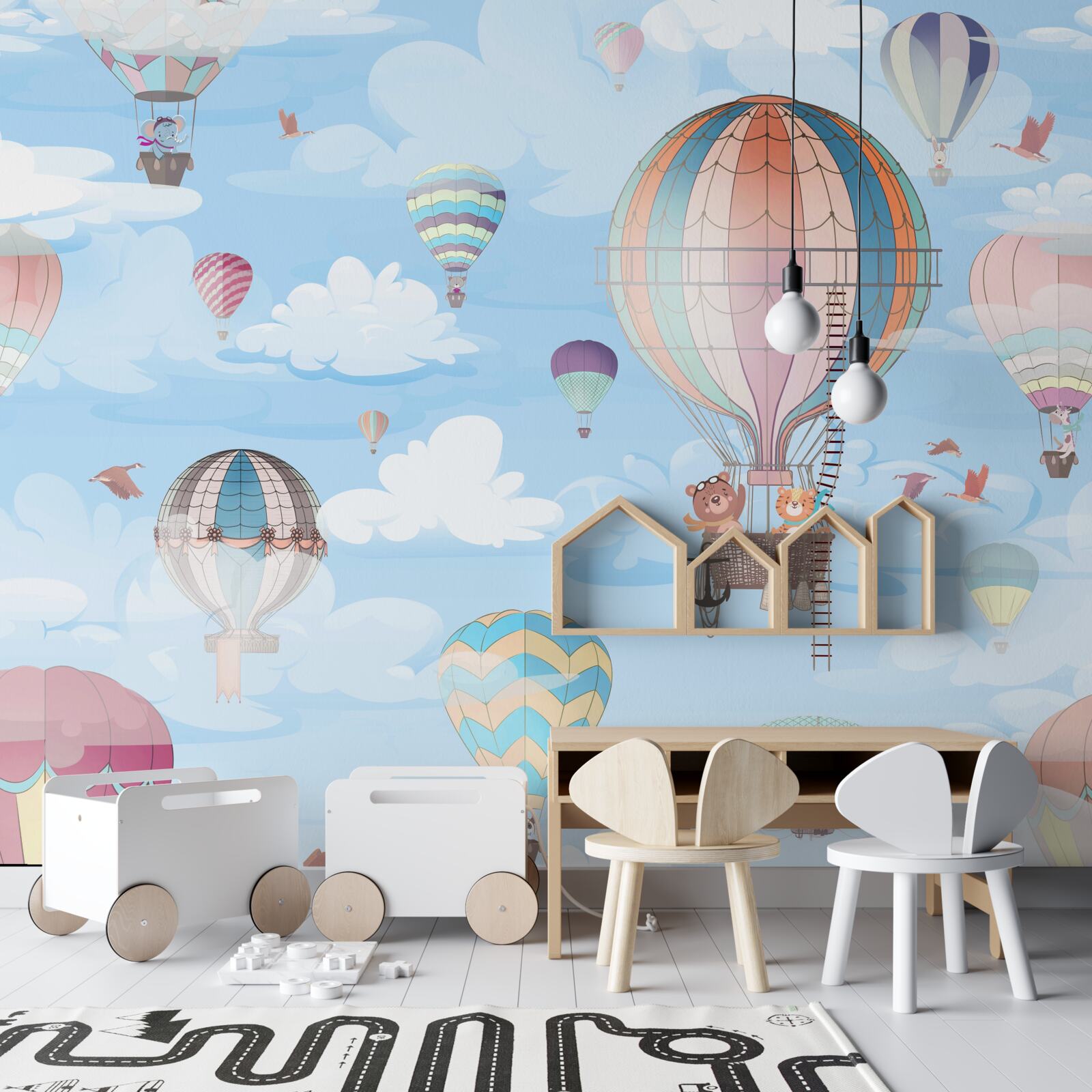 Papier peint ballons volants avec images d'animaux