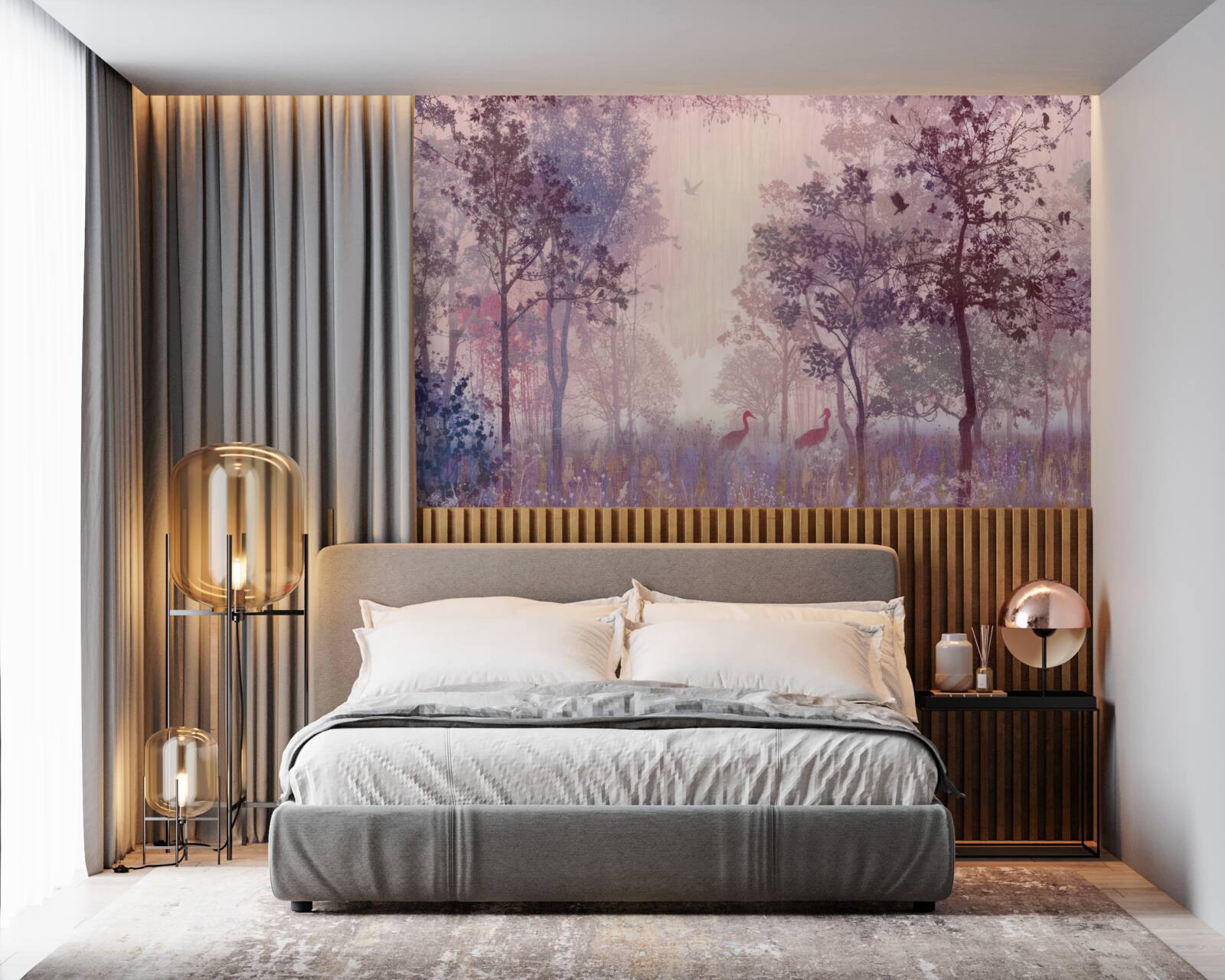 Papier peint aquarelle forêt d'automne