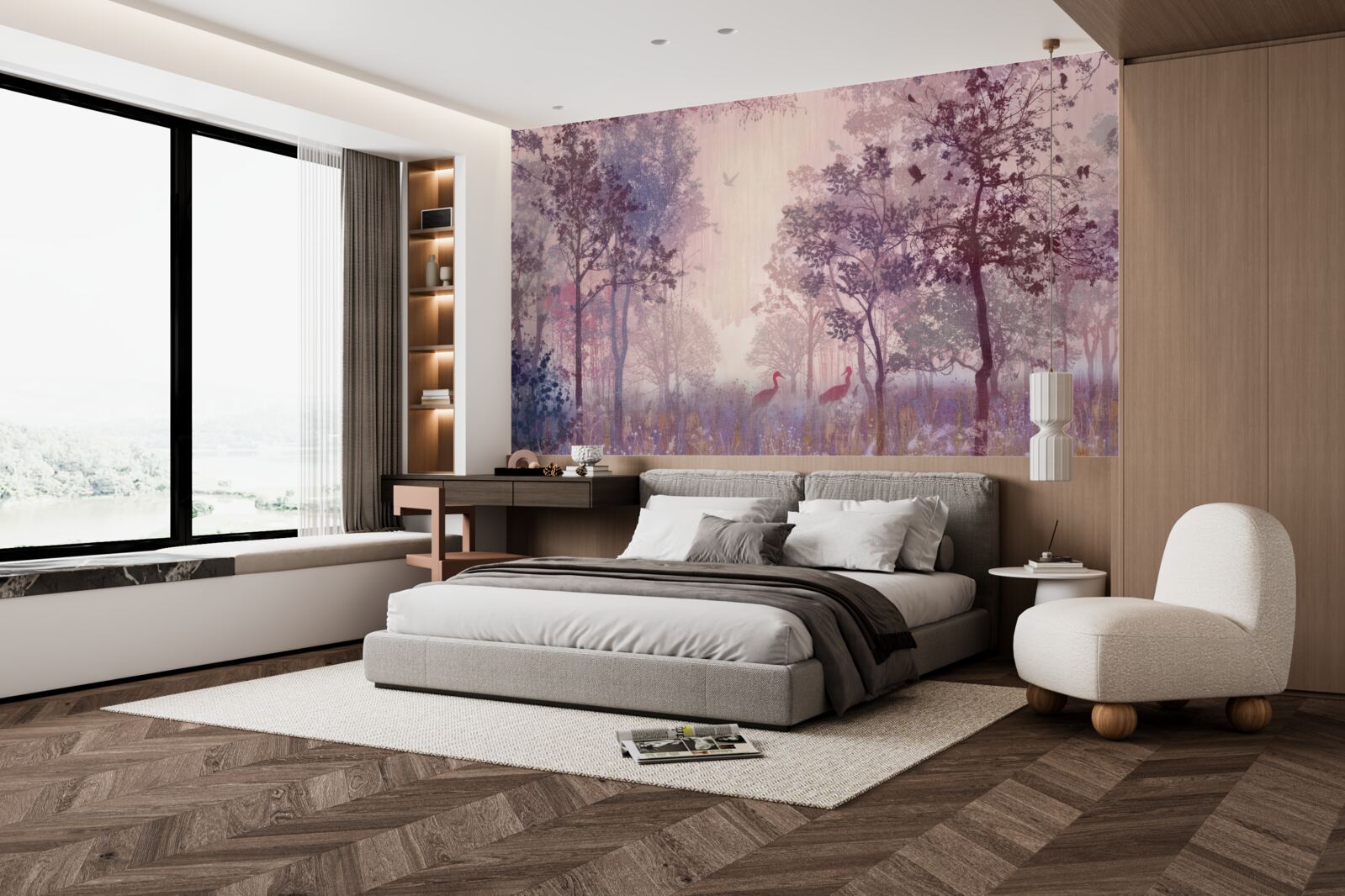 Papier peint aquarelle forêt d'automne