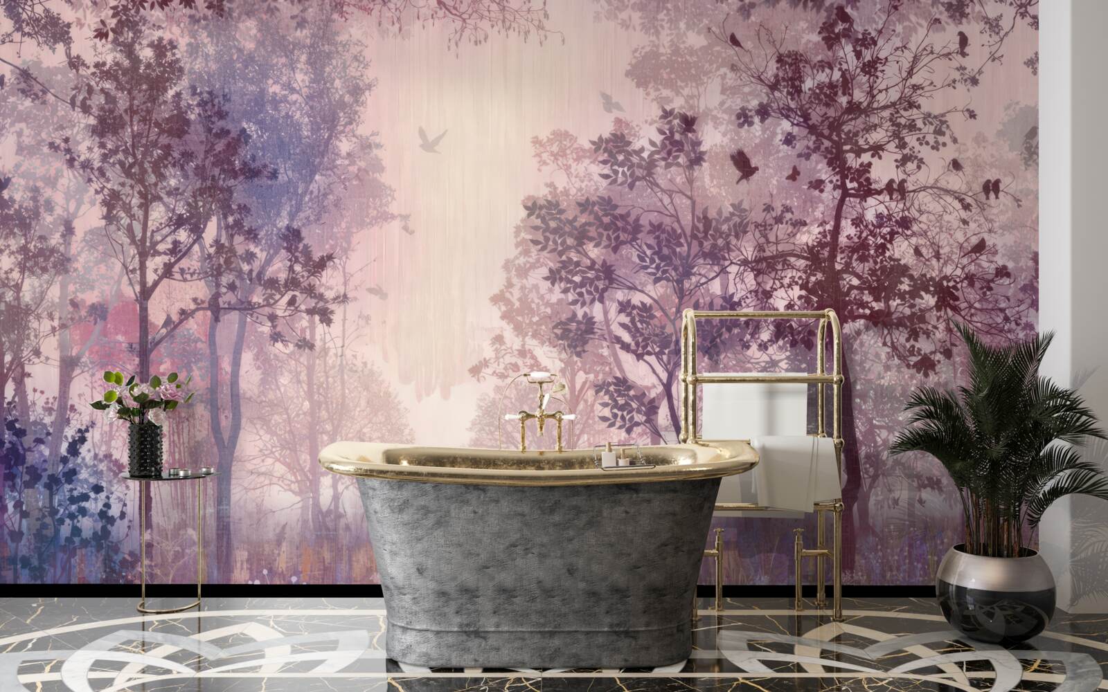 Papier peint aquarelle forêt d'automne