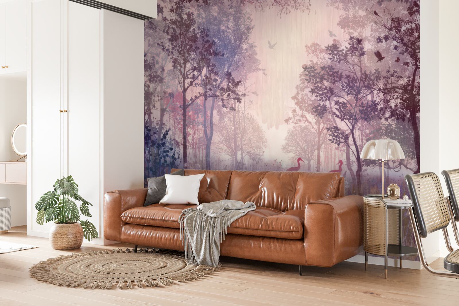 Papier peint aquarelle forêt d'automne