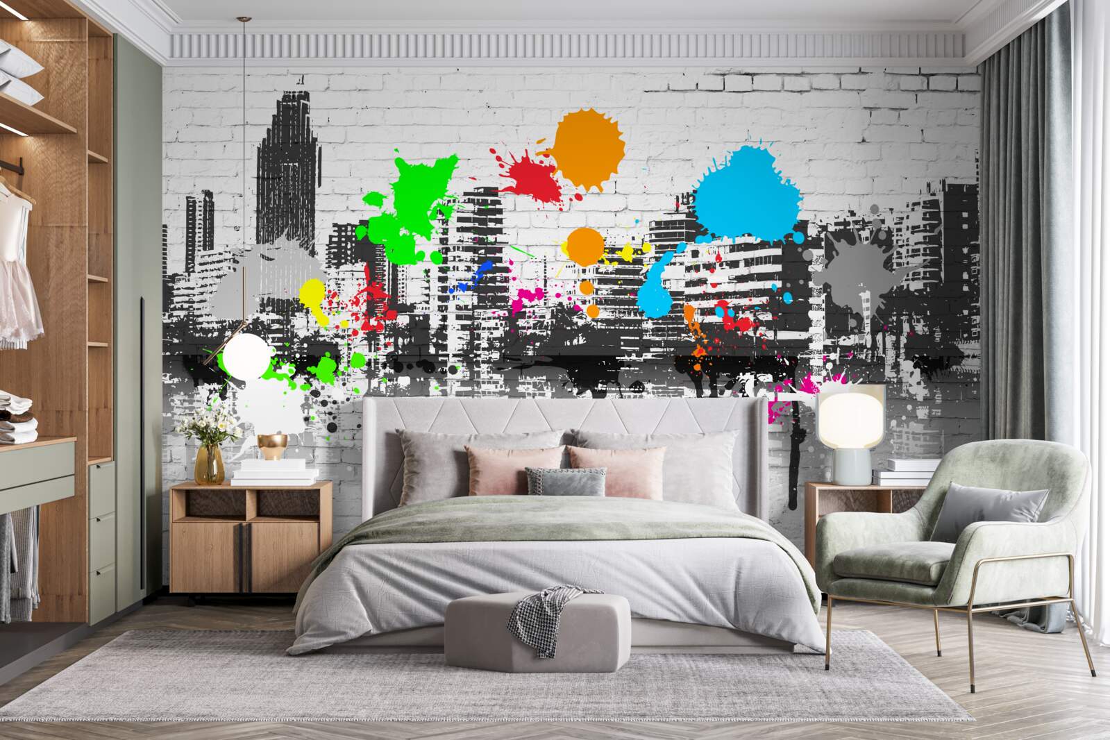 Papier peint graffiti sur mur urbain