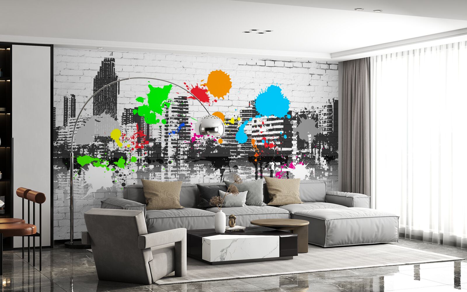 Papier peint graffiti sur mur urbain