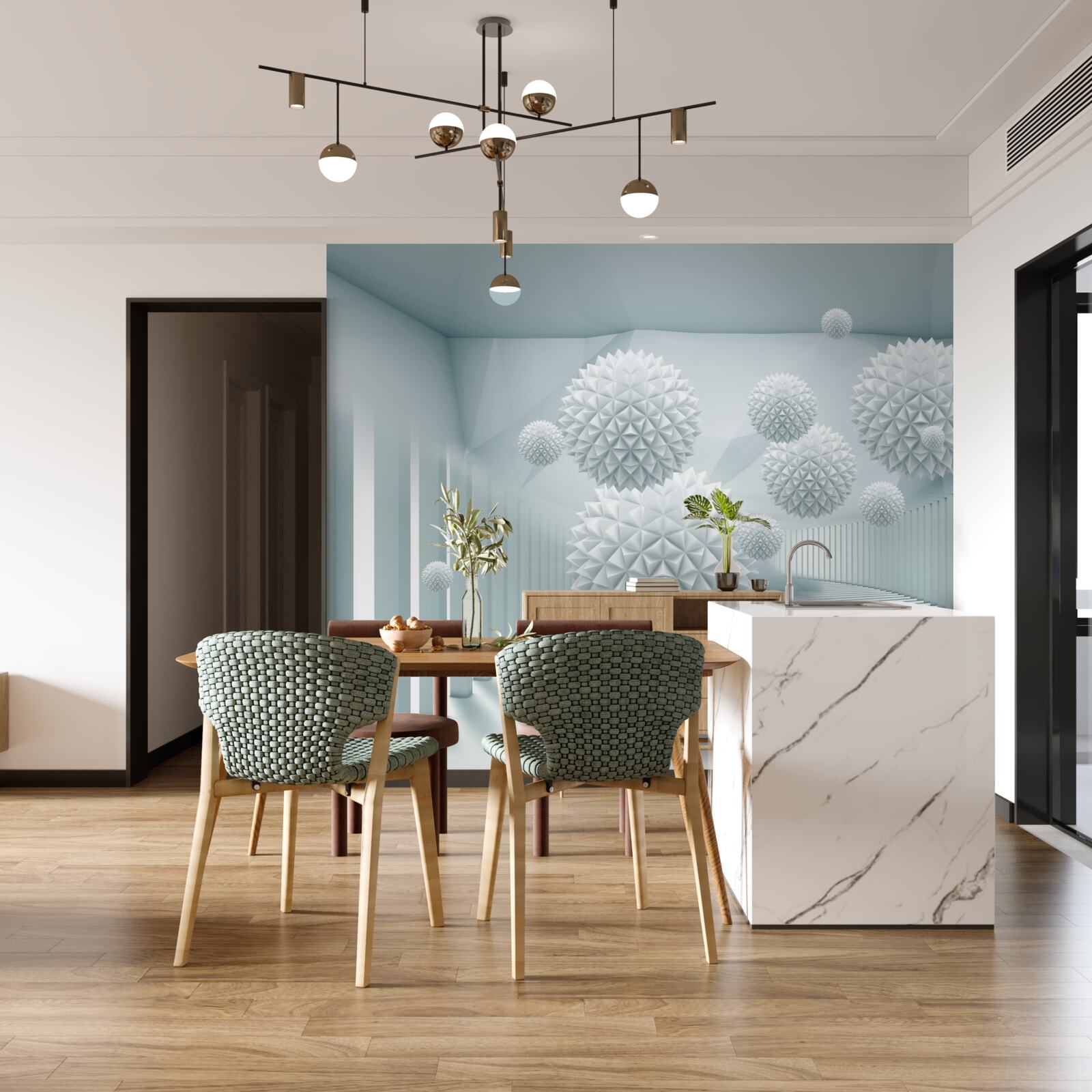 Papier peint boules tridimensionnelles avec des bords tranchants flottants