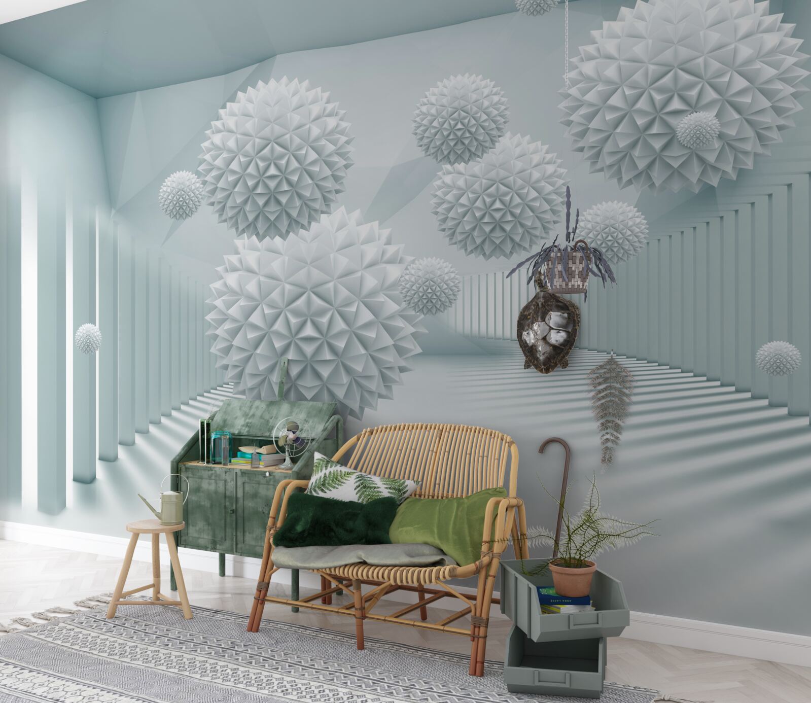 Papier peint boules tridimensionnelles avec des bords tranchants flottants