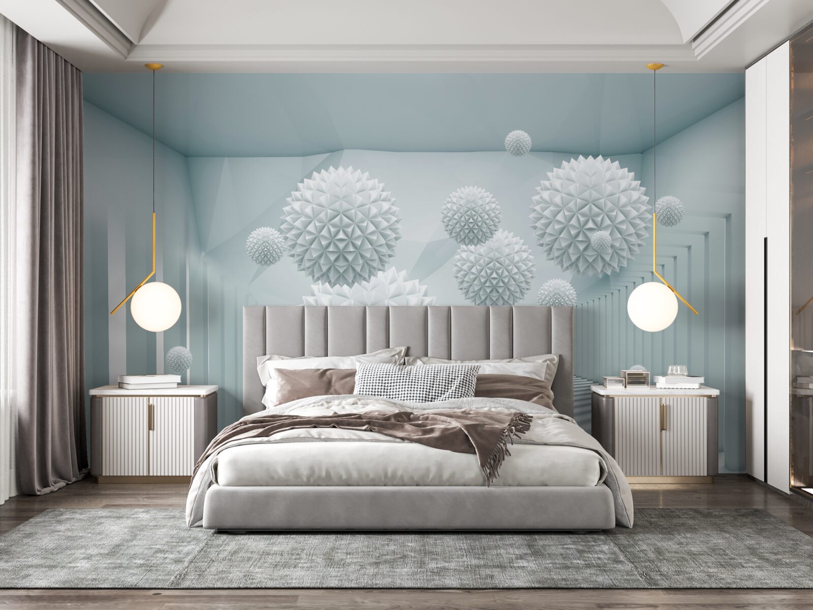 Papier peint boules tridimensionnelles avec des bords tranchants flottants