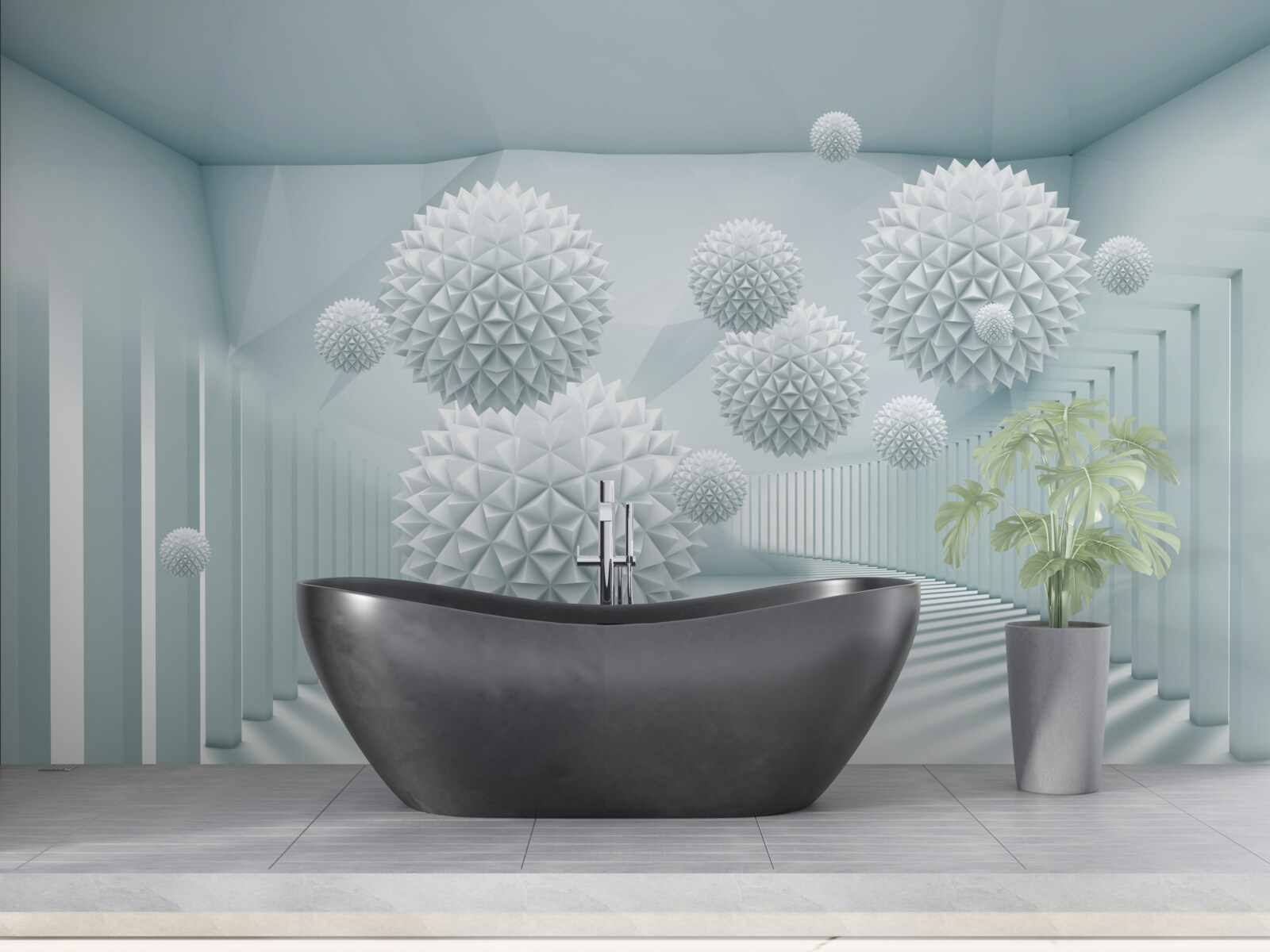 Papier peint boules tridimensionnelles avec des bords tranchants flottants