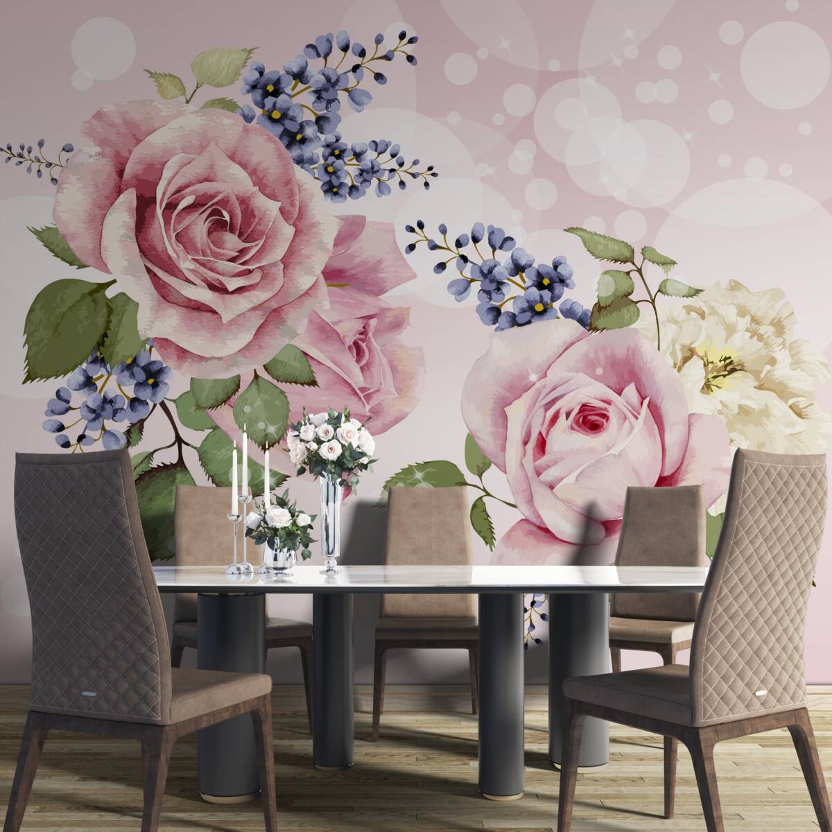 Papier peint boutons de rose dans l'arrangement