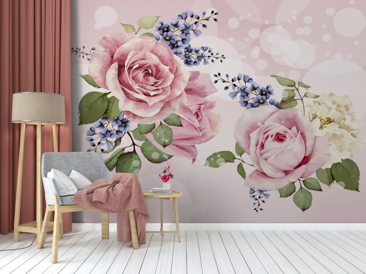 Papier peint boutons de rose dans l'arrangement