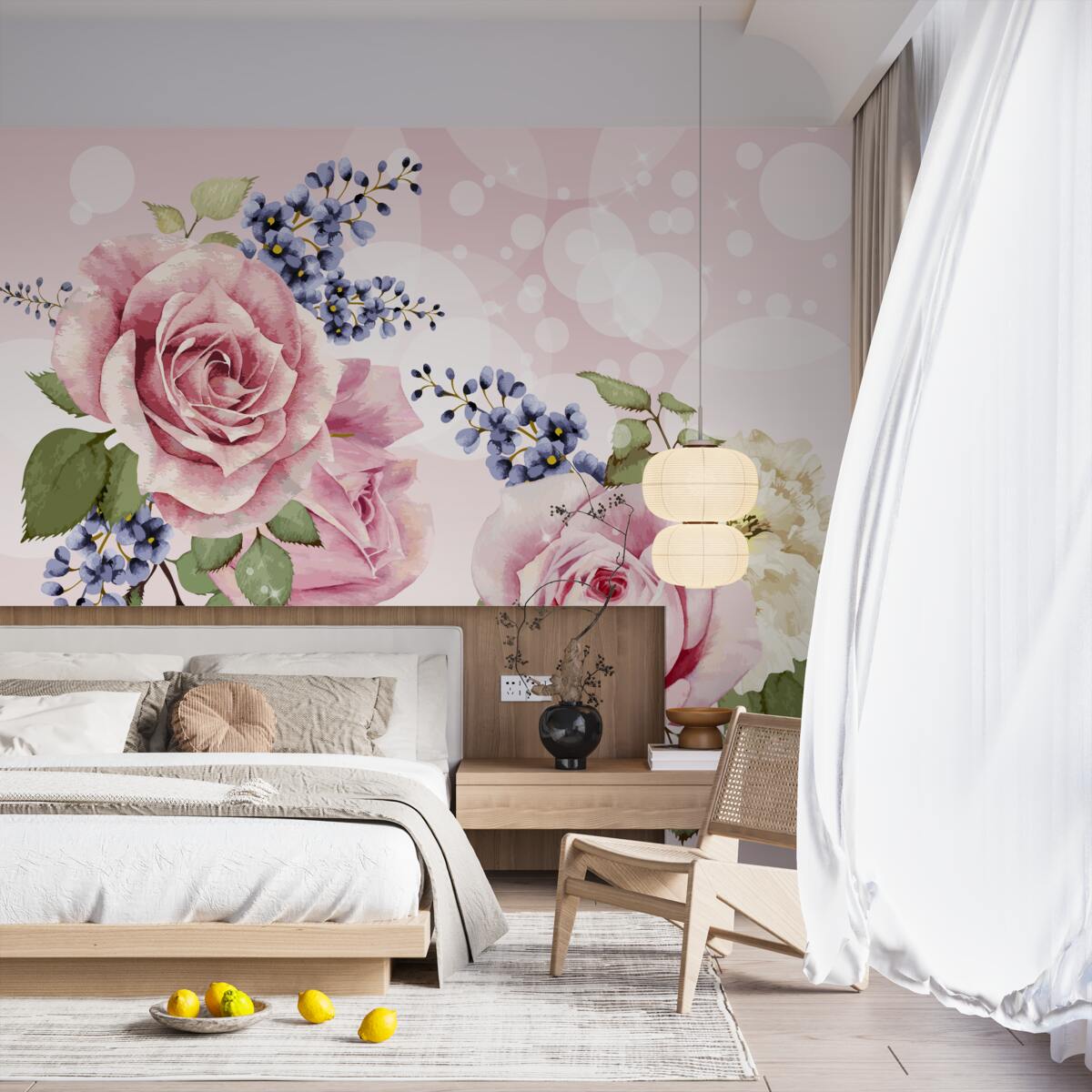 Papier peint boutons de rose dans l'arrangement