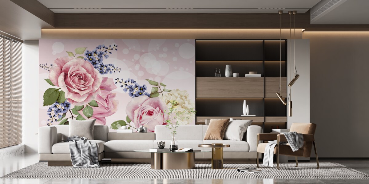 Papier peint boutons de rose dans l'arrangement