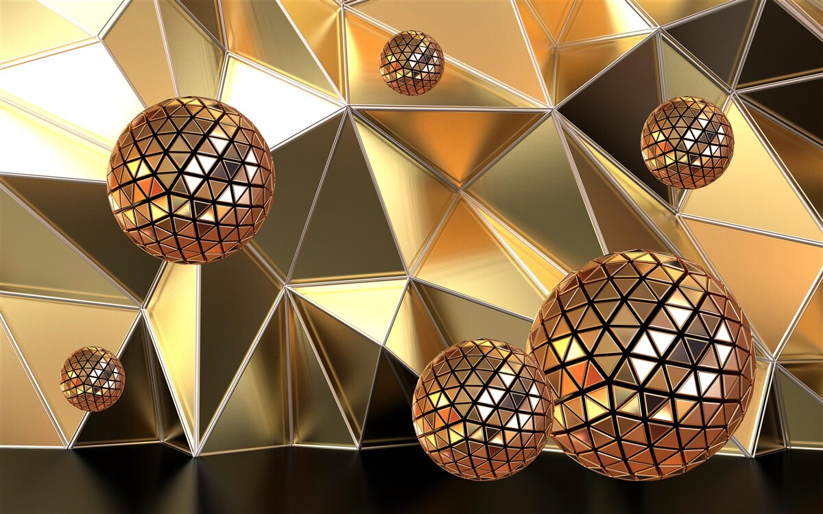 Papier peint boules métalliques 3d