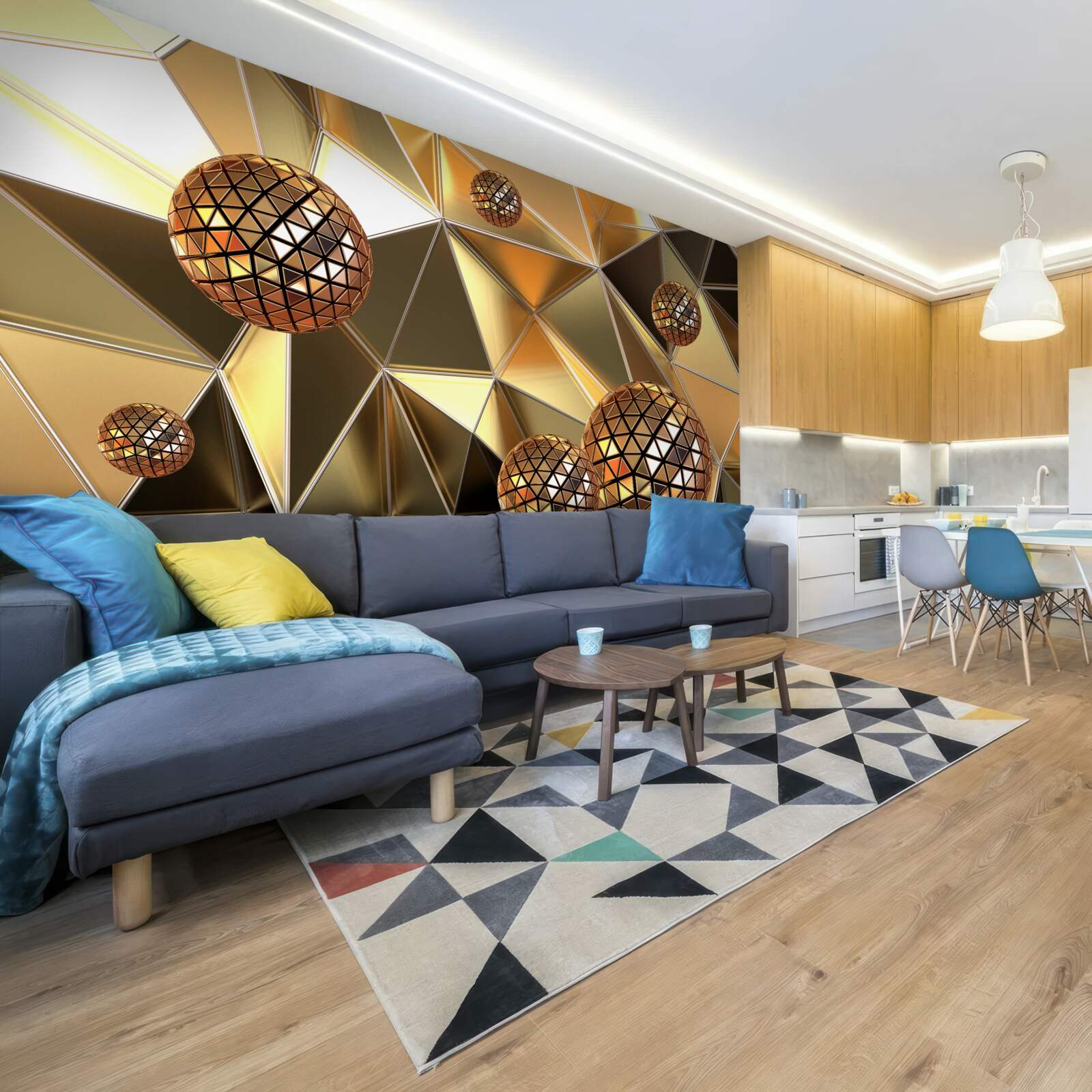 Papier peint boules métalliques 3d