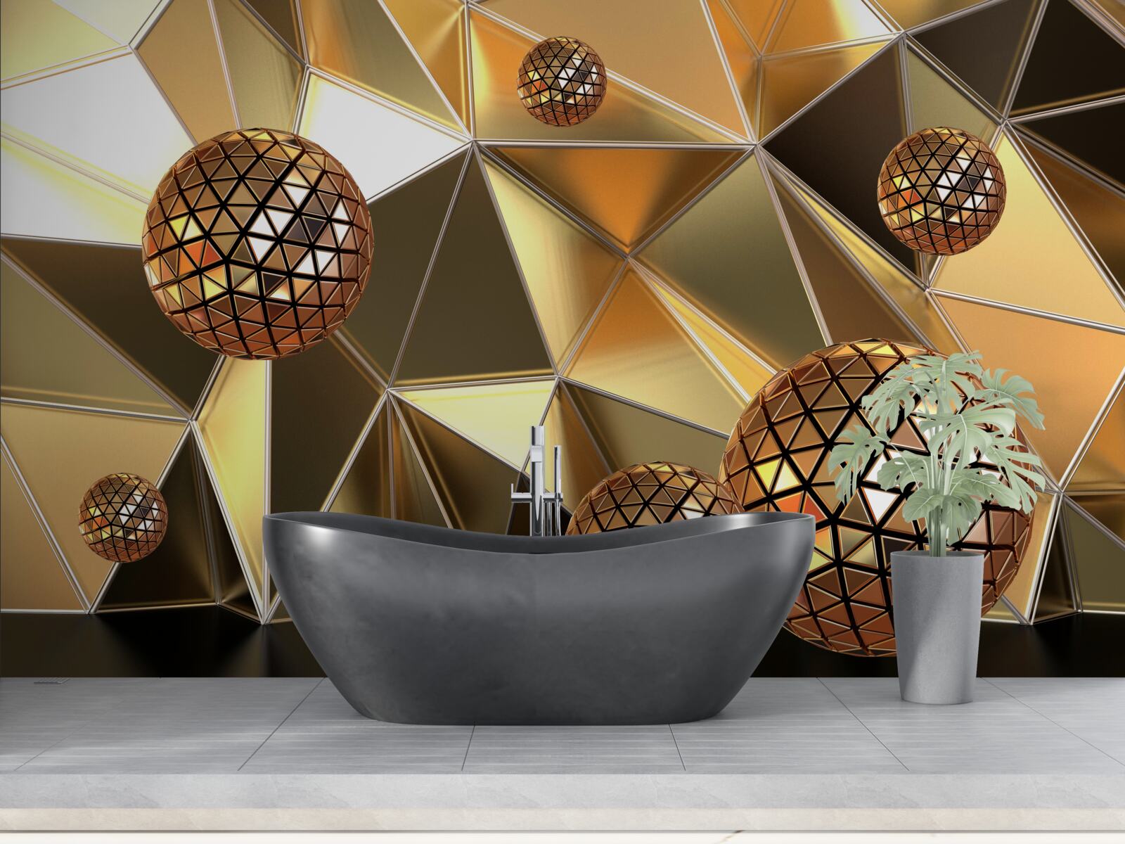 Papier peint boules métalliques 3d