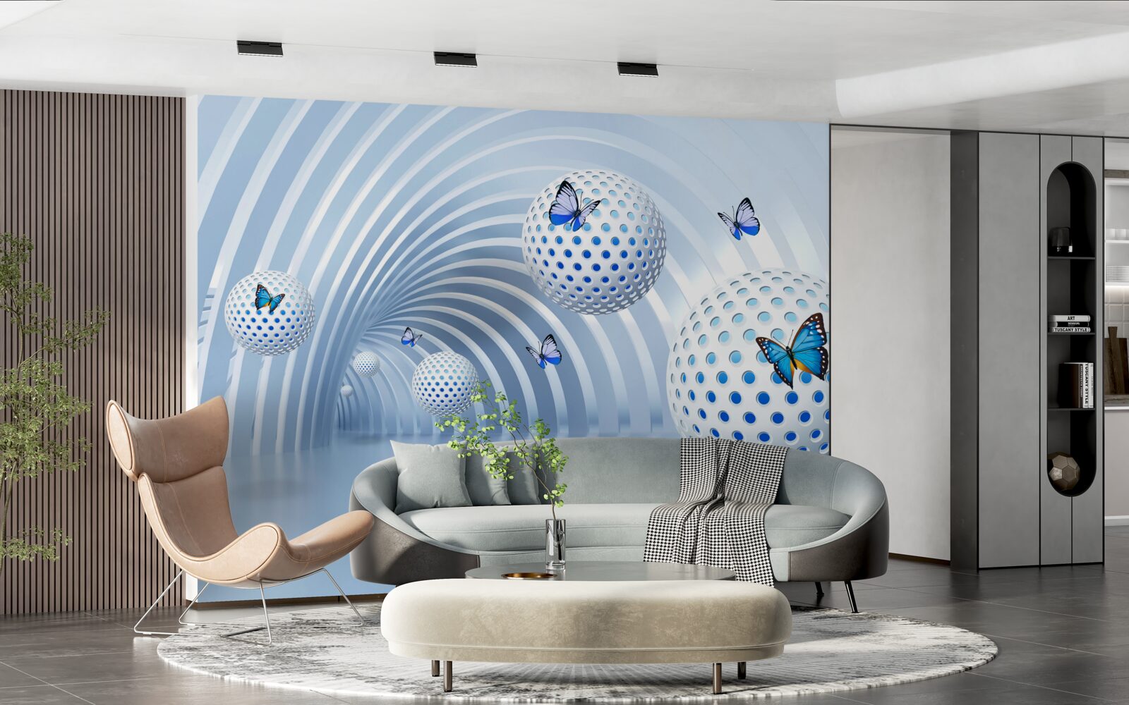 Papier peint boules suspendues dans l'air à l'intérieur du tunnel