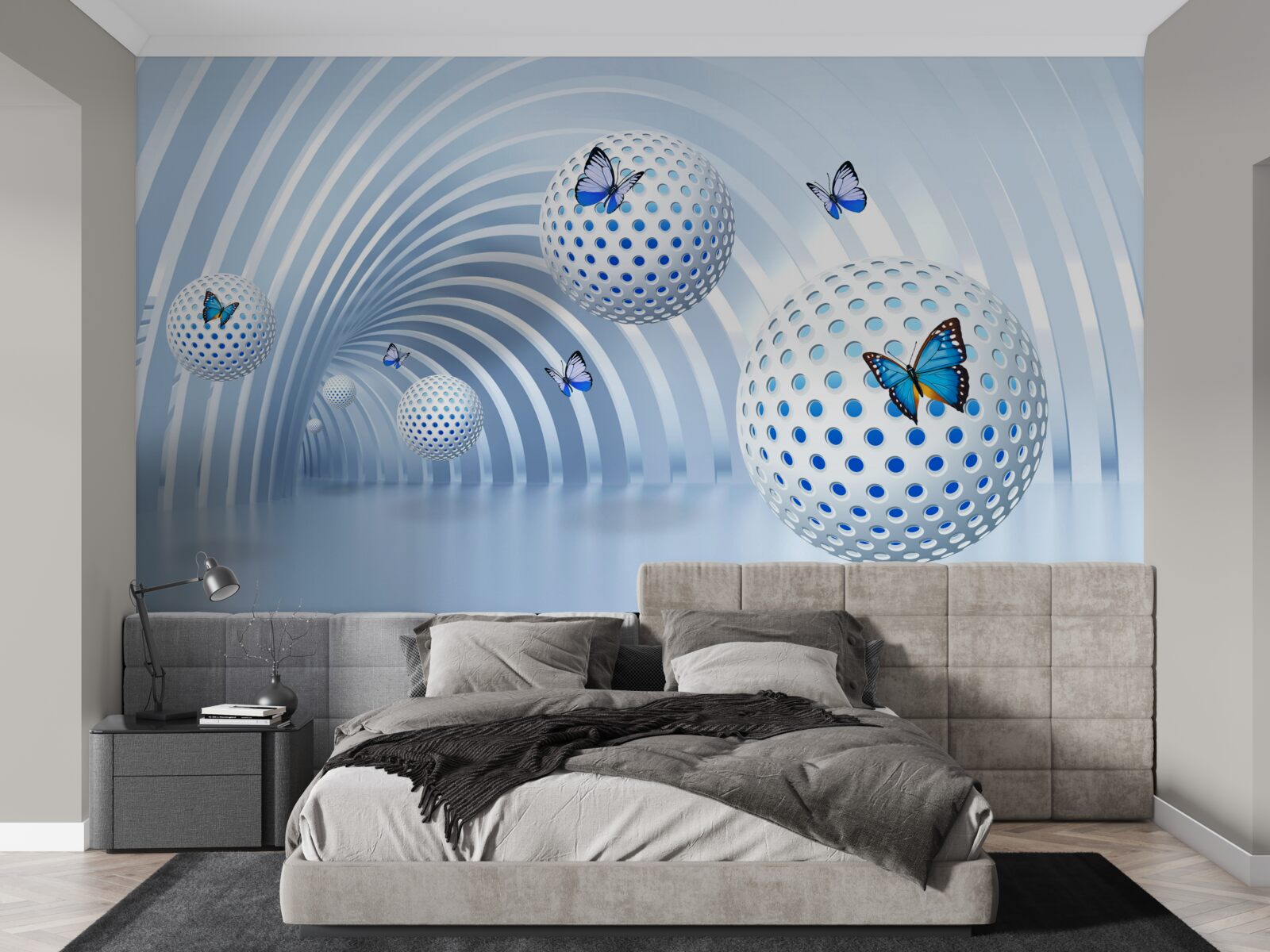 Papier peint boules suspendues dans l'air à l'intérieur du tunnel