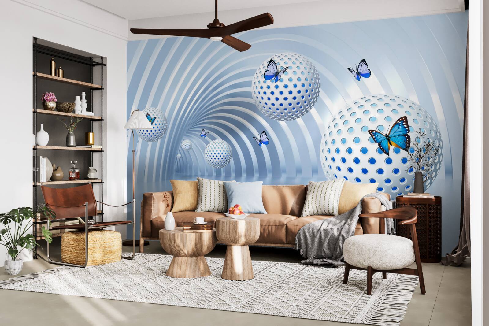 Papier peint boules suspendues dans l'air à l'intérieur du tunnel