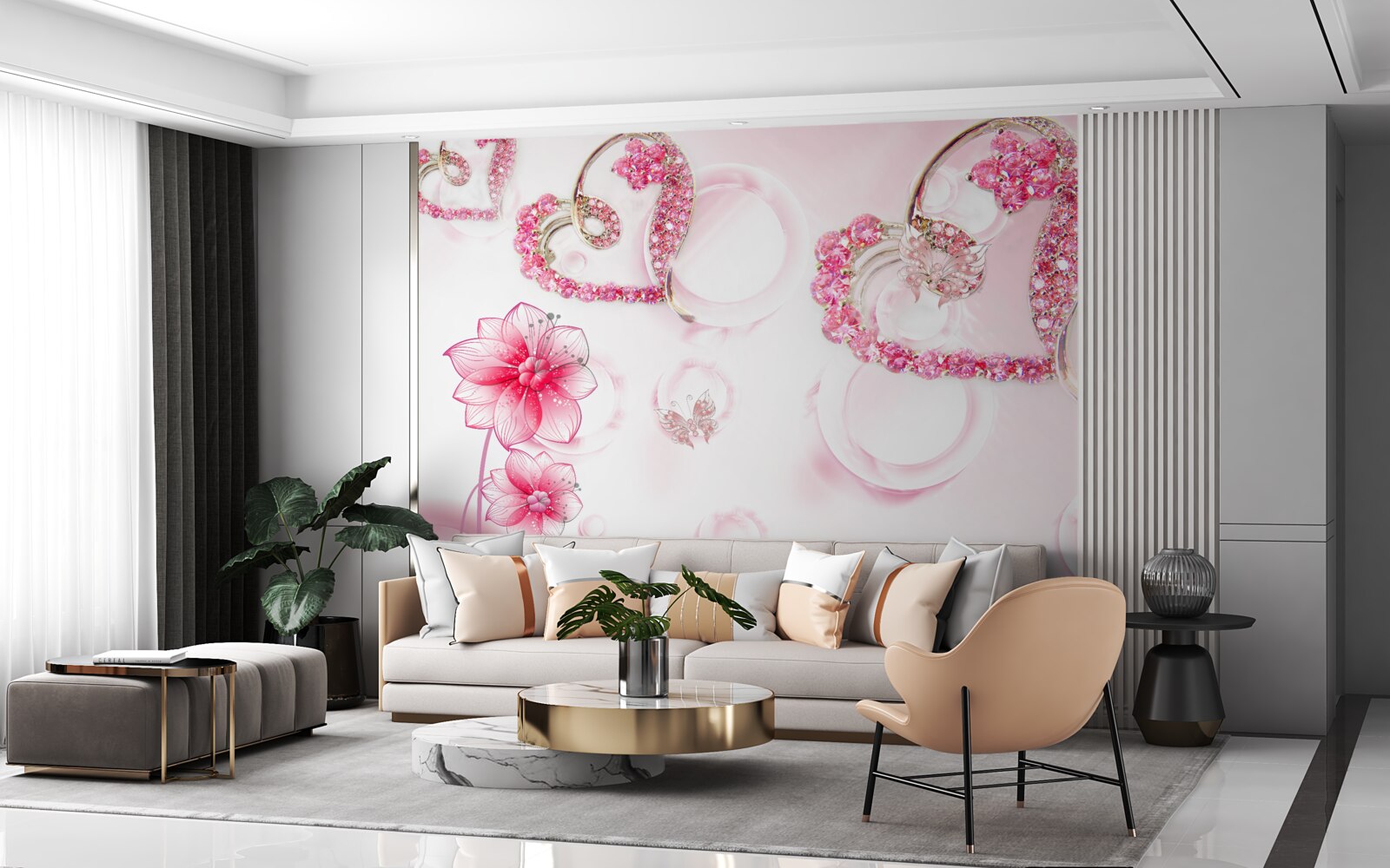 Papier peint bijoux en or avec pierres