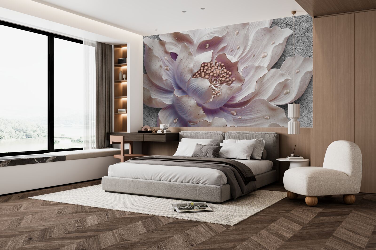 Papier peint bourgeon de pivoine exquis