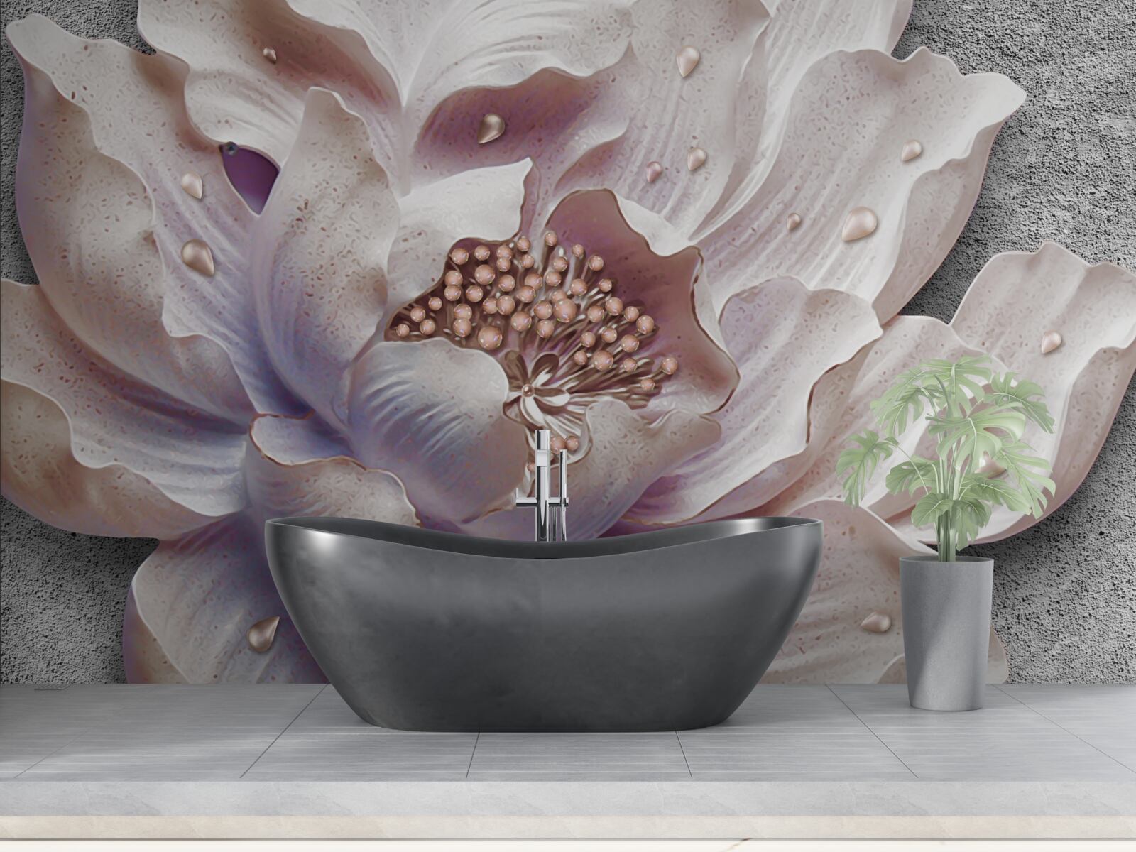 Papier peint bourgeon de pivoine exquis