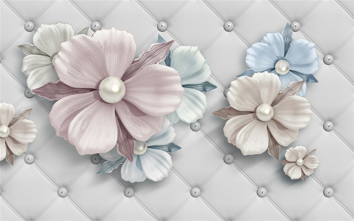 Papier peint texture de fleurs et de nacre