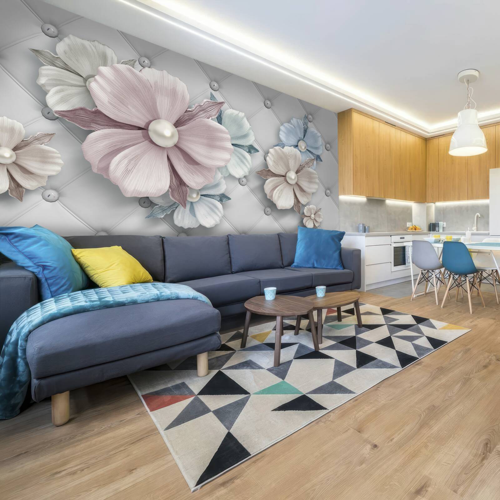 Papier peint texture de fleurs et de nacre