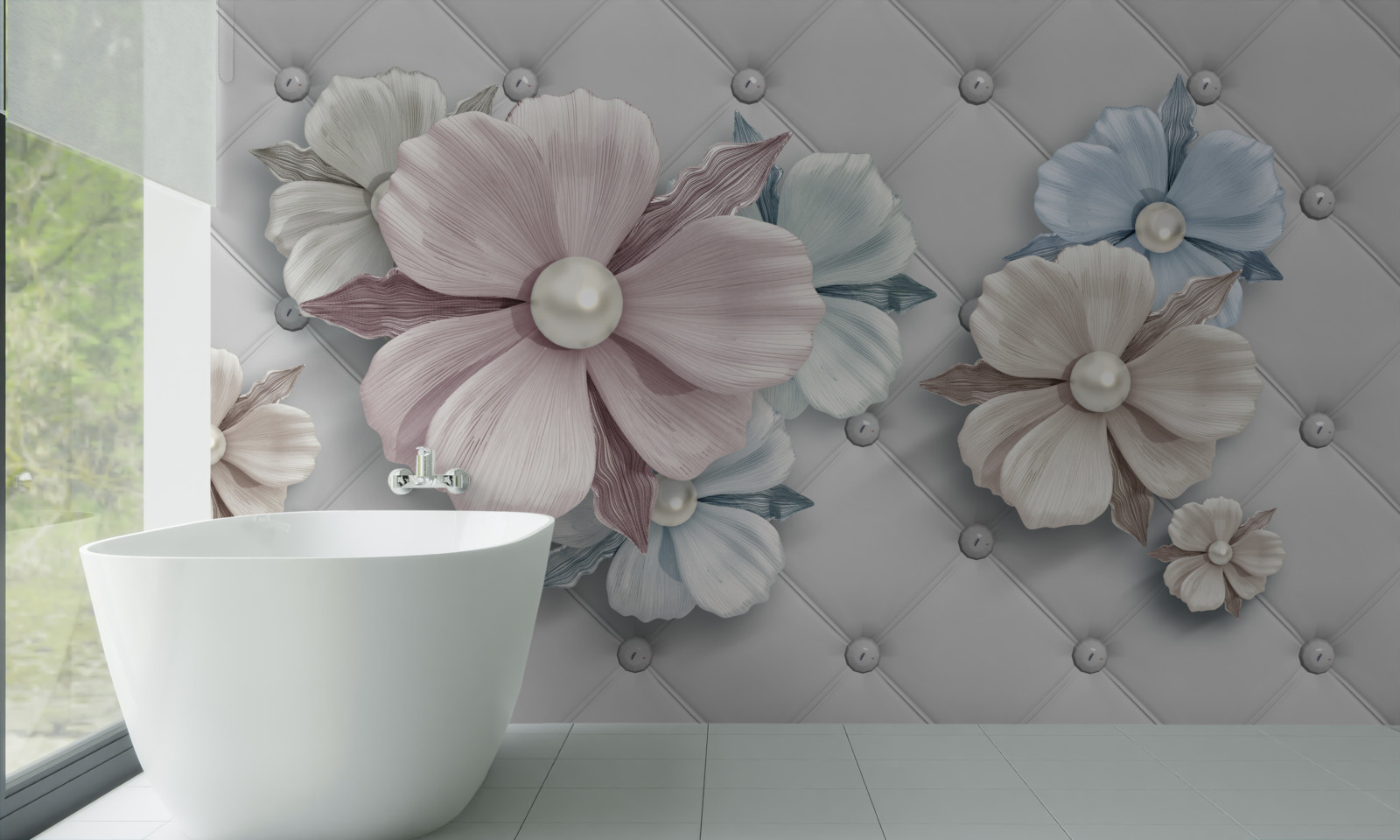 Papier peint texture de fleurs et de nacre