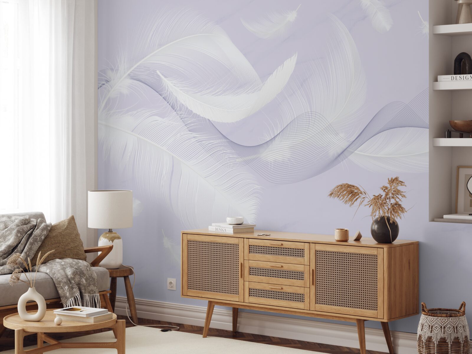 Papier peint Plumes blanches comme neige et aériennes