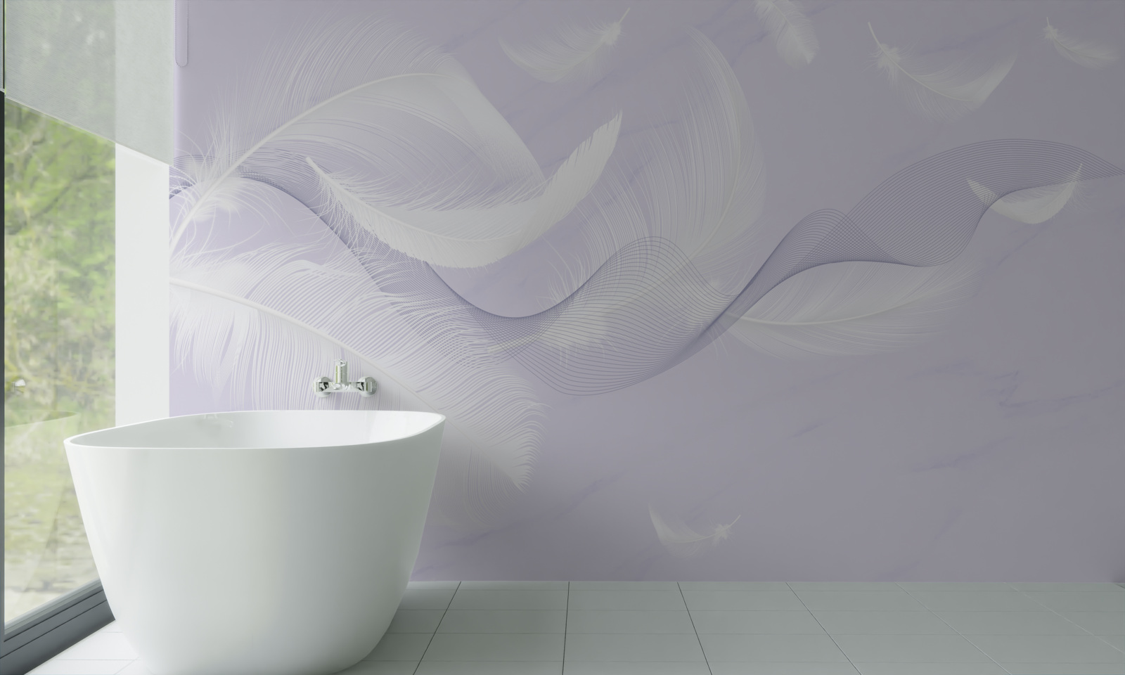 Papier peint Plumes blanches comme neige et aériennes