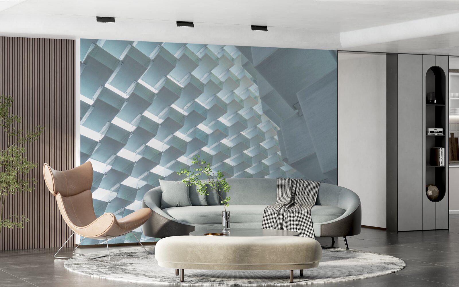 Papier peint Mur avec rectangles flottants en 3D