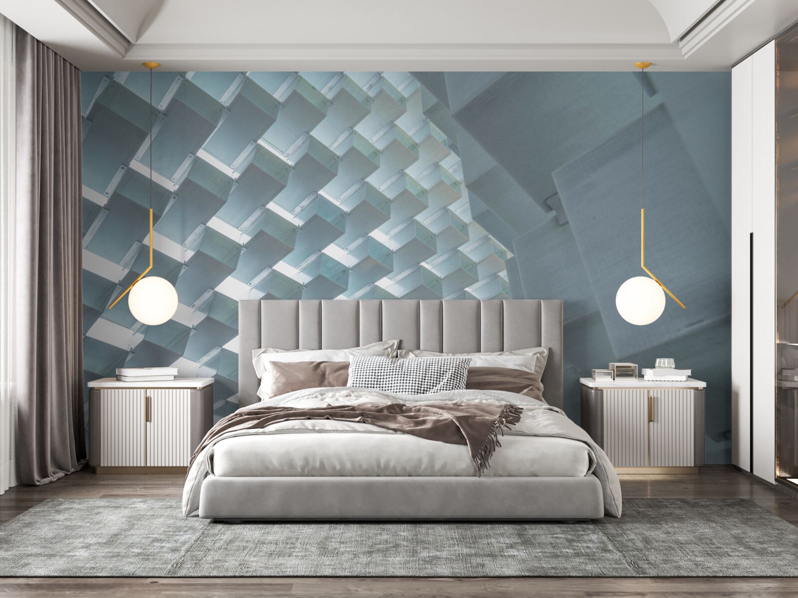 Papier peint Mur avec rectangles flottants en 3D