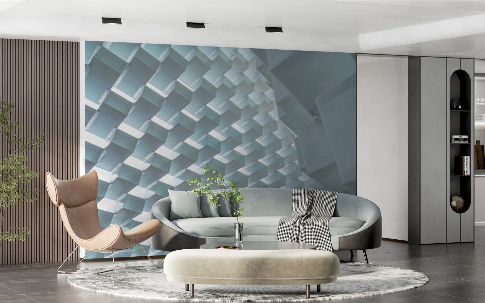 Papier peint Mur avec rectangles flottants en 3D