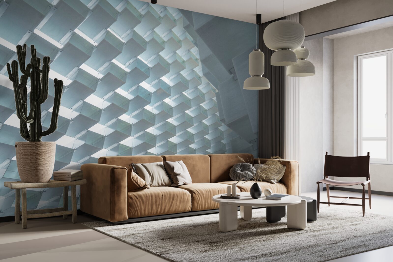 Papier peint Mur avec rectangles flottants en 3D