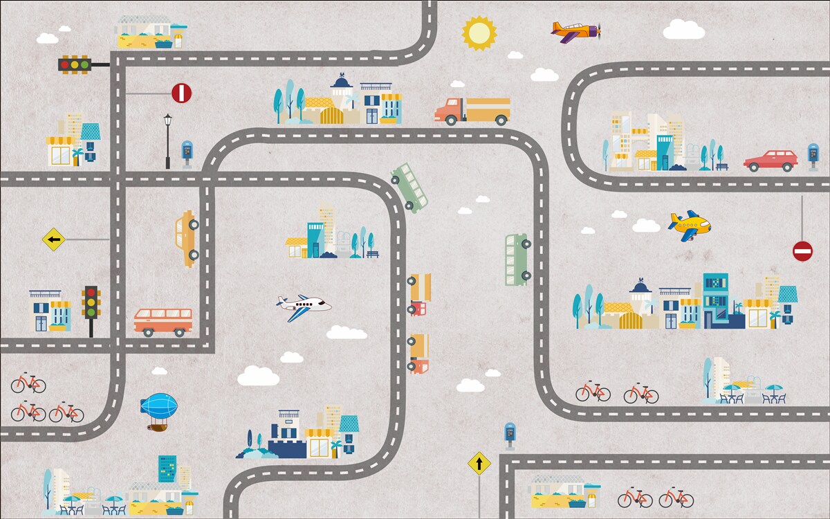 Papier peint routes urbaines pour les enfants