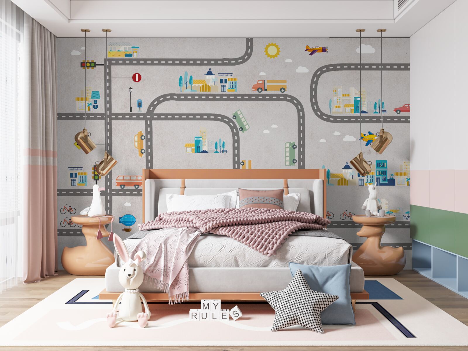 Papier peint routes urbaines pour les enfants