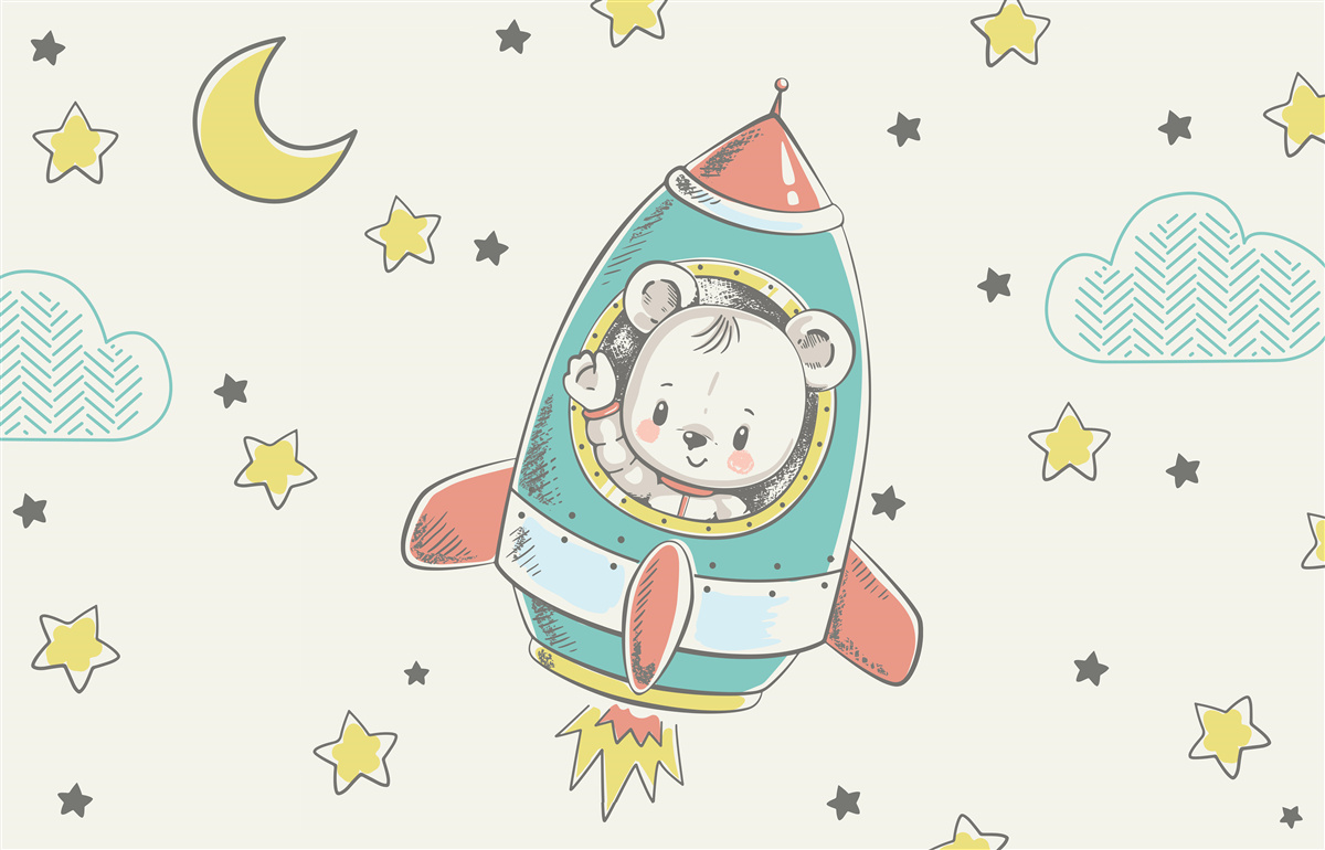 Papier peint jeune astronaute dans un vaisseau spatial