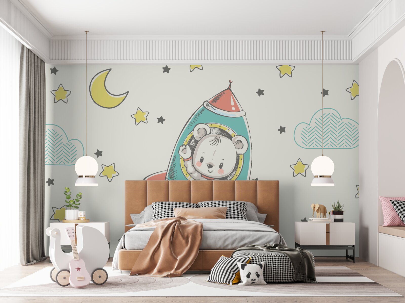 Papier peint jeune astronaute dans un vaisseau spatial