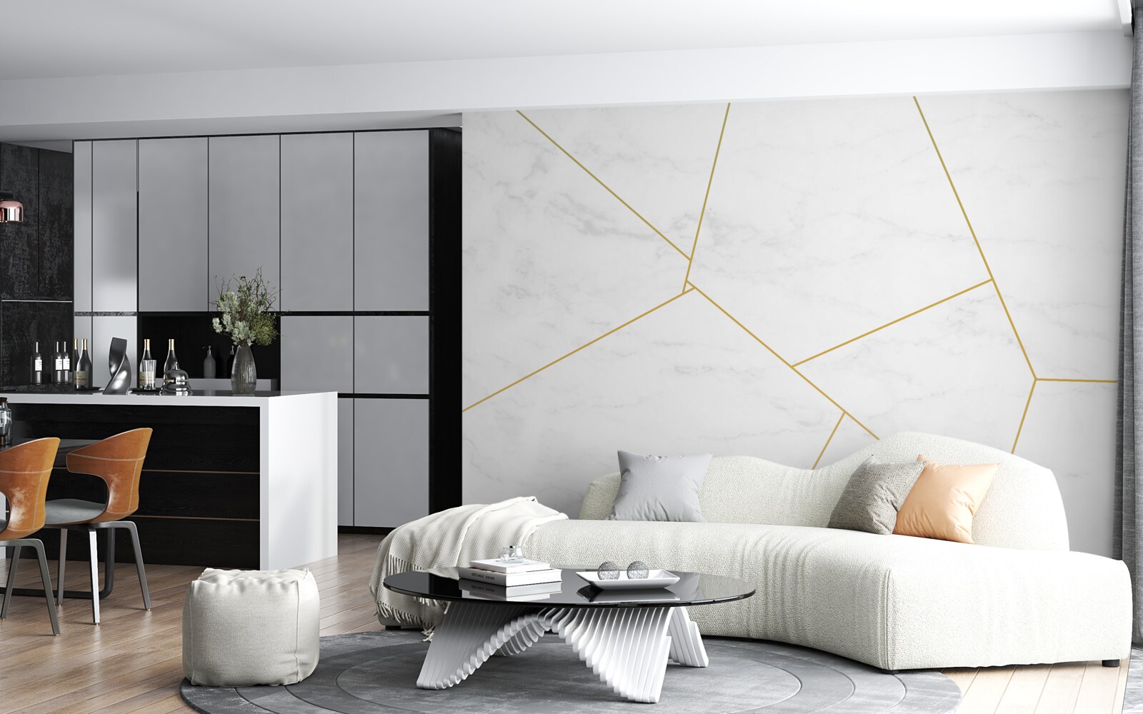 Papier peint marbre aux proportions divines