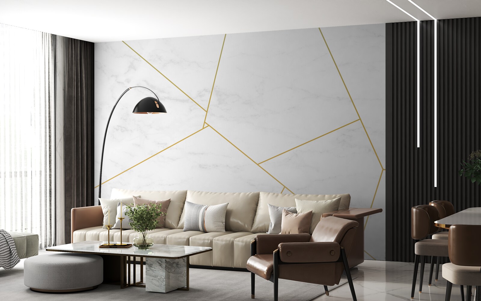 Papier peint marbre aux proportions divines