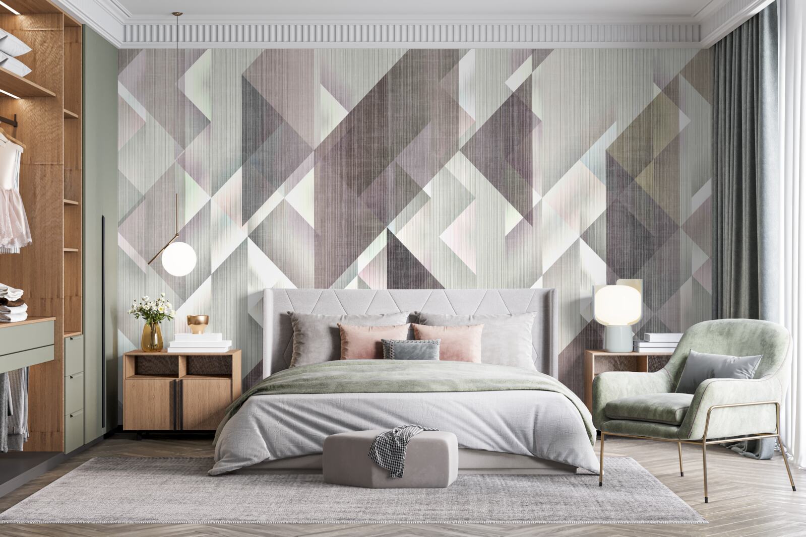 Papier peint des formes géométriques disposées verticalement